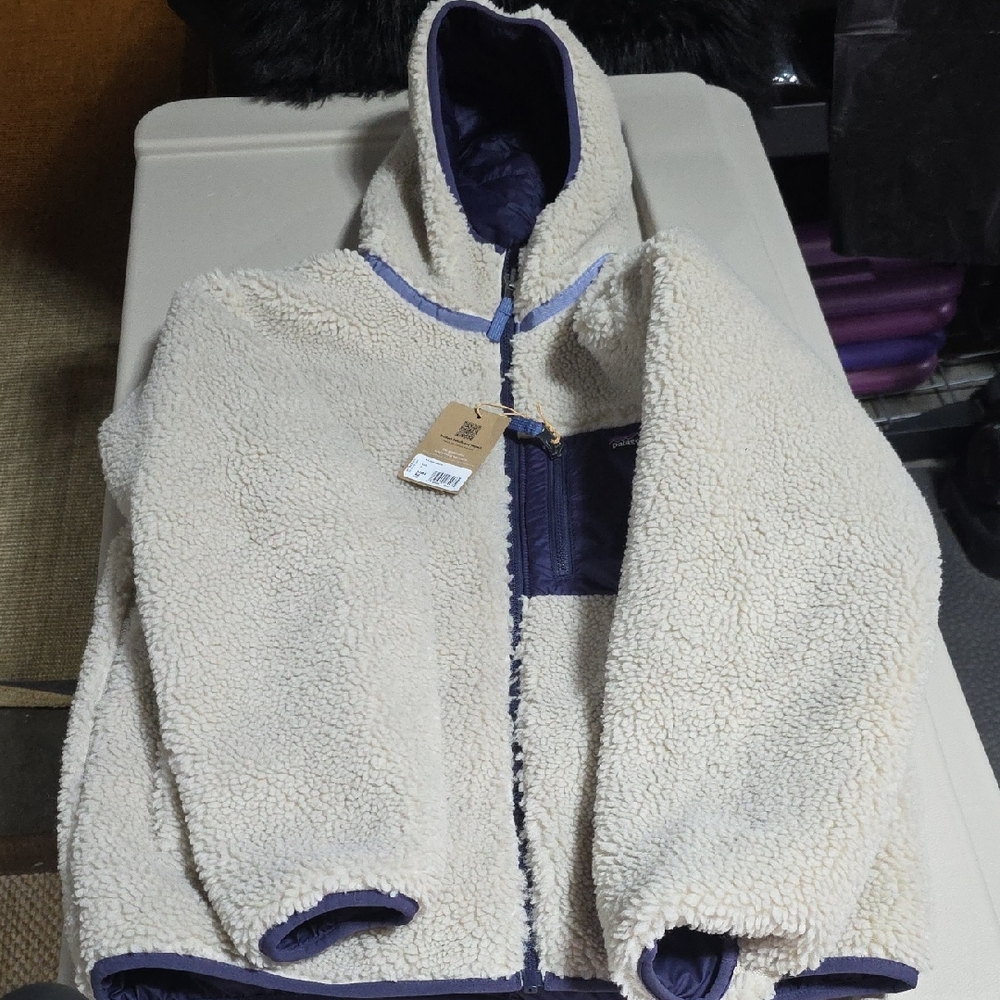 Cozy Cream and Purple Kids Jacket